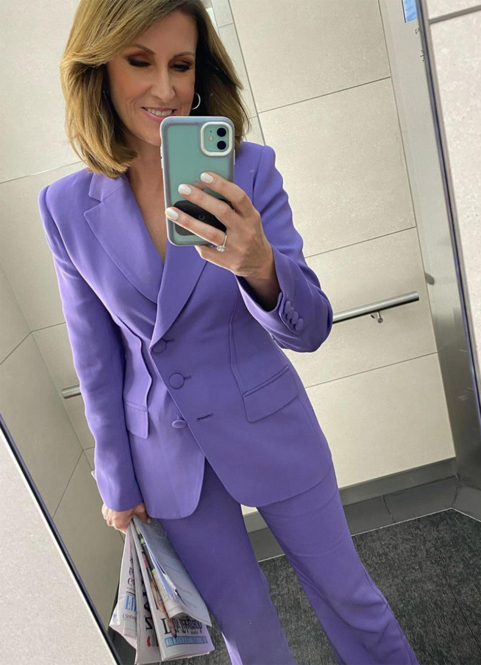 Natalie Barr in a lilac suit