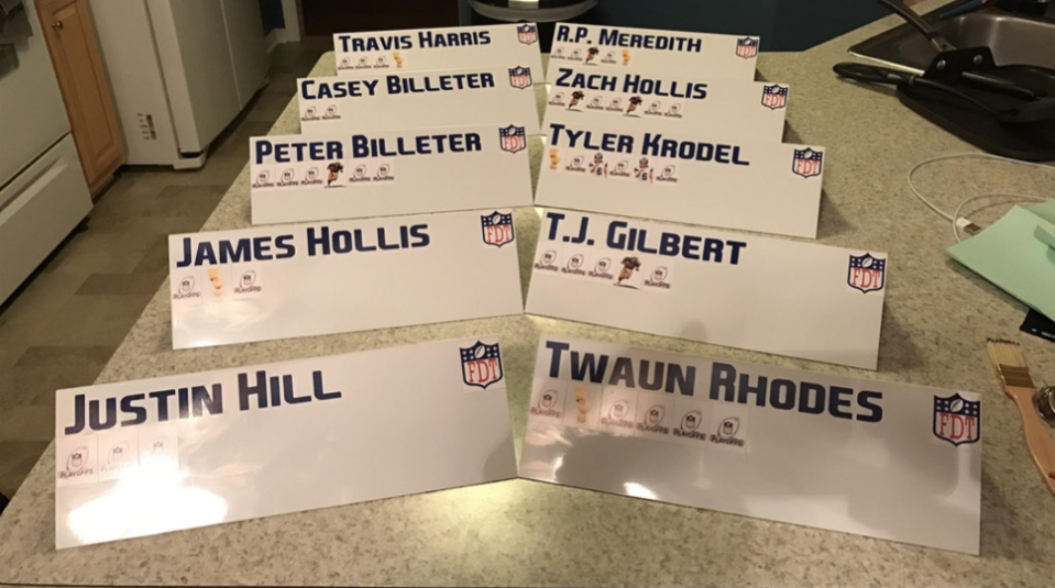 Peter Billeter is an example of a commissioner going the extra mile by providing Draft Day nameplates for his league. (Photo courtesy of Peter Billeter )