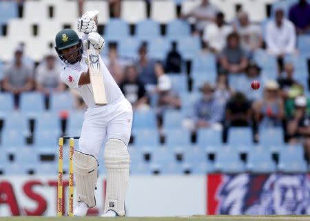 South Africa's Dane Piedt plays a shot during the fourth cricket test match against England in Centurion, South Africa, January 23, 2016. REUTERS/Siphiwe Sibeko