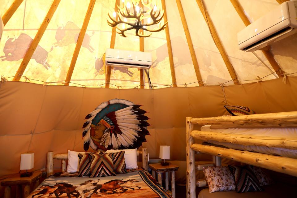 The inside of a tipi is pictured Aug. 23 at the Orr Family Farm in Oklahoma City.