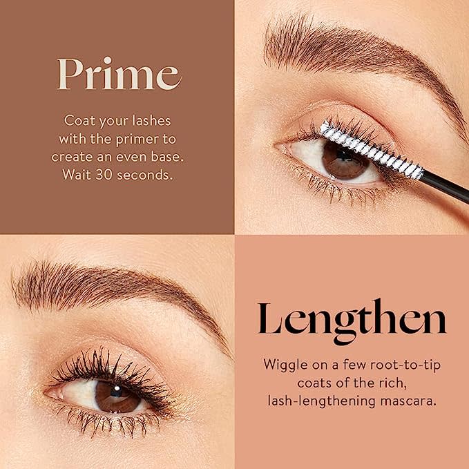 Honest Beauty Extreme Length Mascara + Lash Primer | 2-in-1 Boosts Lash Length, Volume & Definition | Silicone Free, Paraben Free, Dermatologist & Ophthalmologist Tested. PHOTO: Amazon