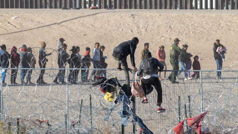 Migrants crossing the U.S.-Mexico border