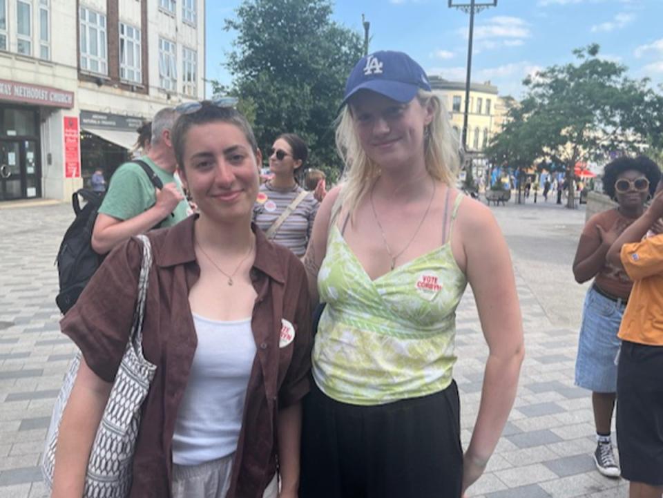 The veteran MP retains his support among the young, including Elva O’Donovan and Toni Kazmeier, who travelled up from Brighton to support his campaign (Joe Middleton)