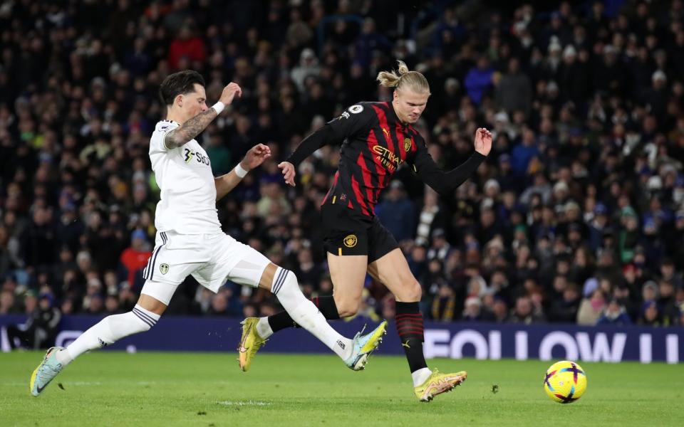 Erling Haaland of Manchester City scores the team's second goal past Robin Koch - GETTY IMAGES