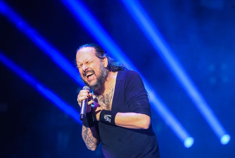 Korn's Jonathan Davis performs on the first day of the Louder Than Life music festival. Sept. 23, 2021