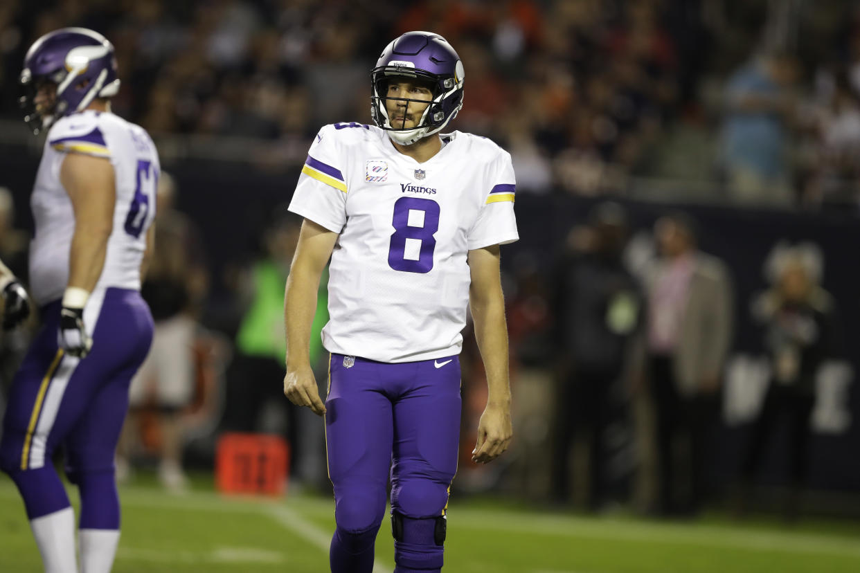 Minnesota Vikings quarterback Sam Bradford (8) was benched on Monday night when he didn't look fully healthy. (AP)