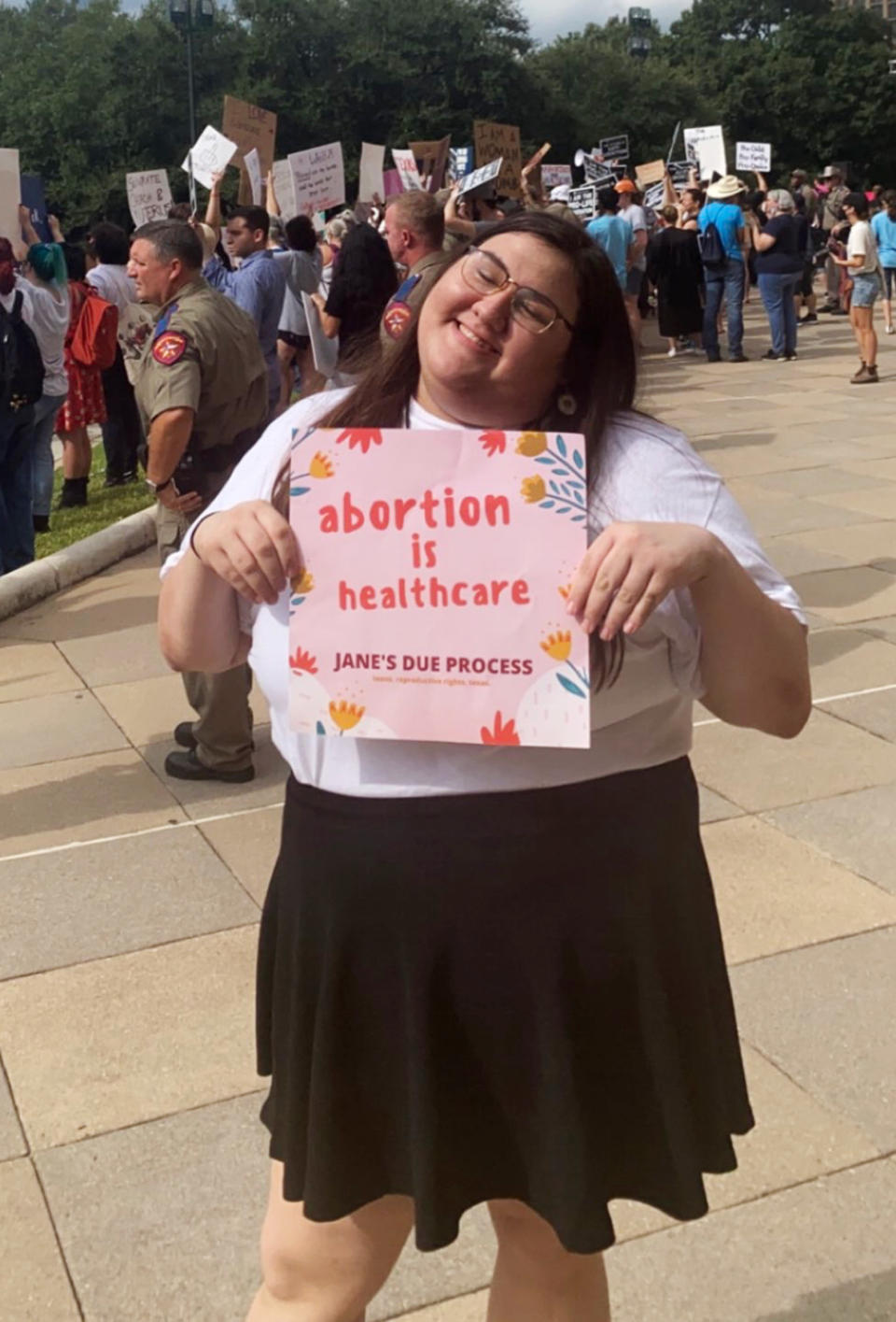 A photo of Olivia Julianna at a rally for abortion access. (Courtesy Olivia Julianna)