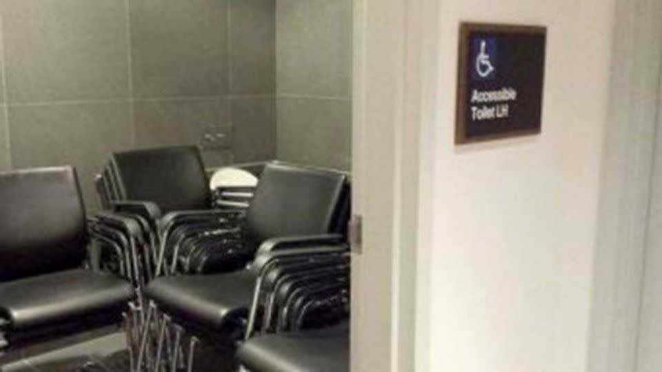 The accessible toilets were full of chairs. Supplied.