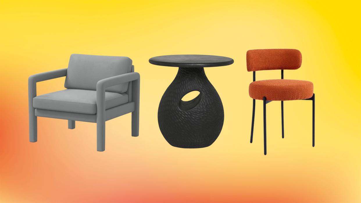  Furniture cut outs on a yellow background. 