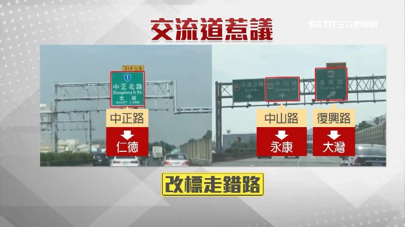 高速公路上的標示由地區名稱改為路名。