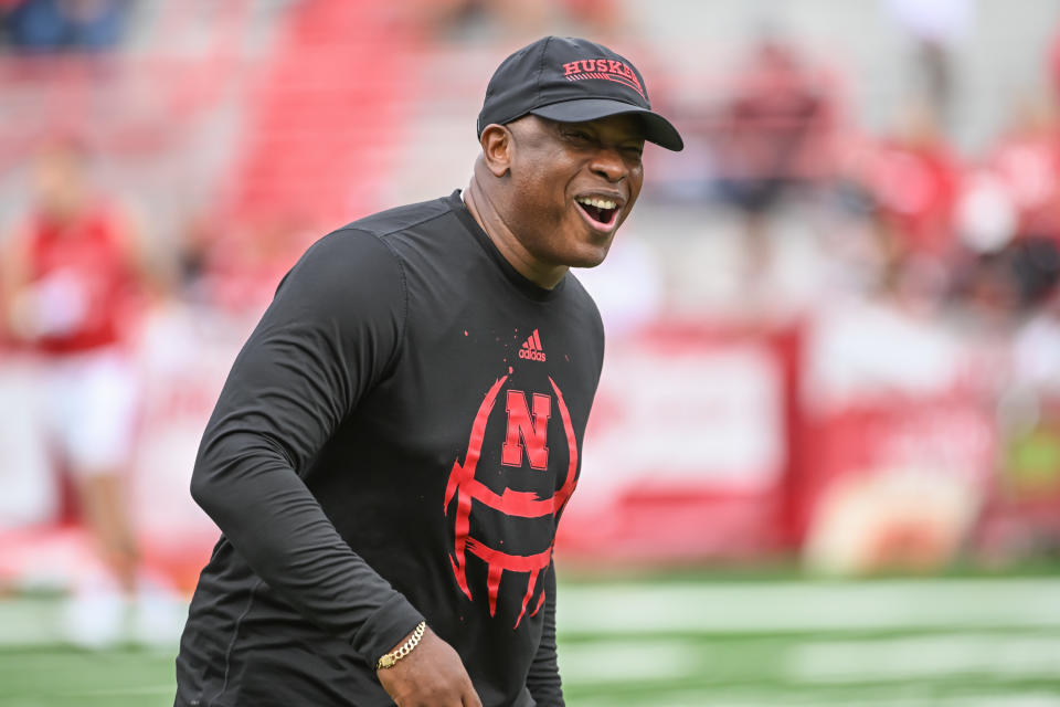 LINCOLN, NE - SEPTEMBER 10: Mickey Joseph of the Nebraska Cornhuskers was named interim coach following the loss against the Georgia Southern Eagles at Memorial Stadium on September 10, 2022 in Lincoln, Nebraska. (Photo by Steven Branscombe/Getty Images)