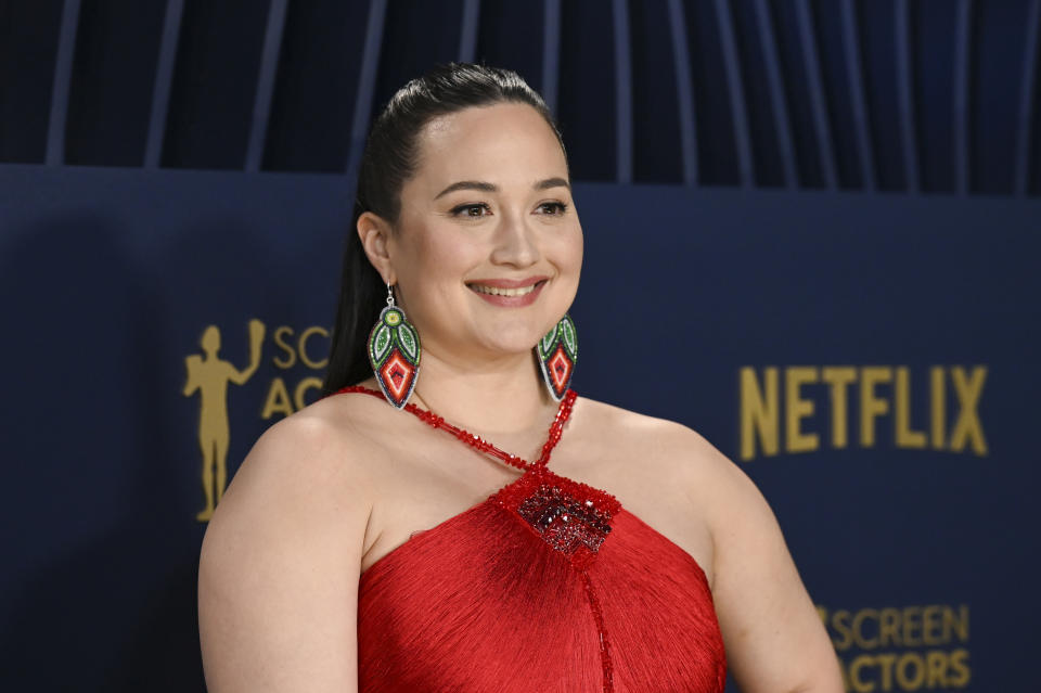 Lily Gladstone at the 30th Annual Screen Actors Guild Awards held at the Shrine Auditorium and Expo Hall on February 24, 2024 in Los Angeles, California.