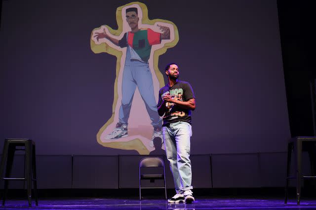 <p>Robin L Marshall/Getty</p> Jay Ellis performing on stage