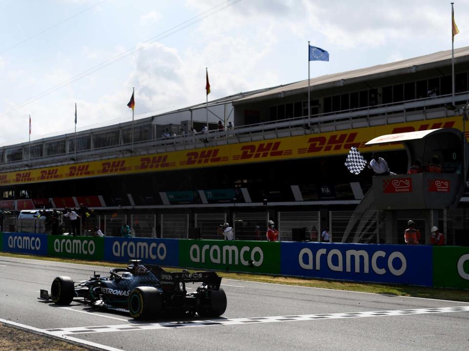 Lewis Hamilton takes victory in the Spanish Grand Prix: Getty