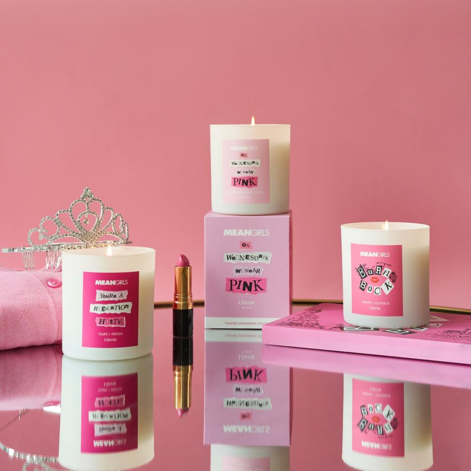 The "Mean Girls" scented candle collection by Literie.