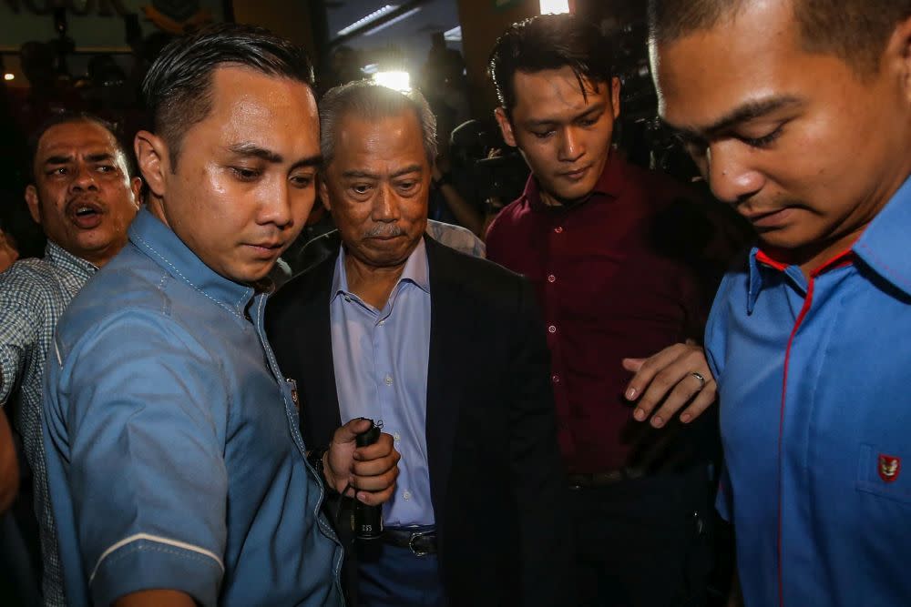 Tan Sri Muhyiddin Yassin is pictured at the Parti Pribumi Bersatu Malaysia headquarters in Petaling Jaya February 24, 2020. — Picture by Hari Anggara