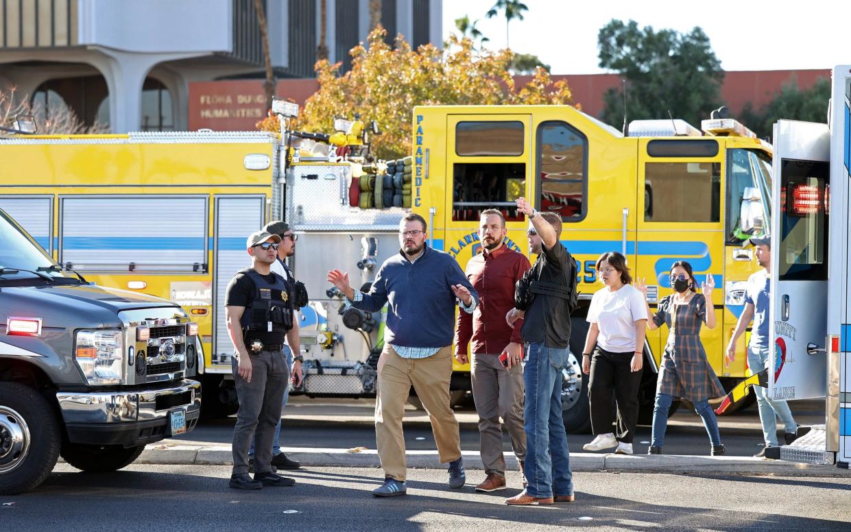 Staff and students were told to raise their hands as they were evacuated