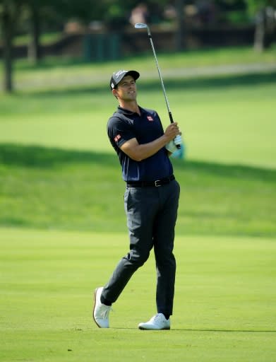 Australia's Adam Scott on the way to a runner-up finish in the US PGA Tour's Memorial Tournament at Muirfield Village in Dublin, Ohio