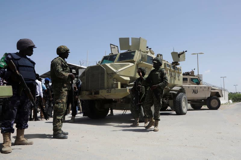 African union peacekeepers provide security during the Somali presidential elections, in Mogadishu