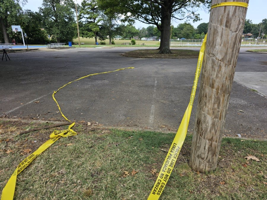 Aftermath of overnight shooting in the Westwood Community Center parking lot.