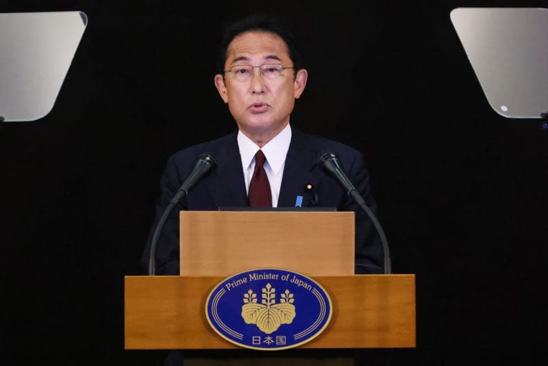 Japanese Prime Minister Fumio Kishida speaks during a press conference. Daniel Karmann/dpa