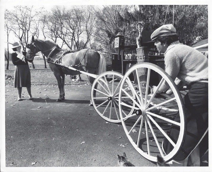 Gene and Marlene Epstein are pictured with one of their many horse drawn carriages.