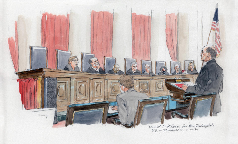 David F. Klein for Abu Zubaydah, at the U.S. Supreme Court on Oct. 6, 2021. (Art Lien)