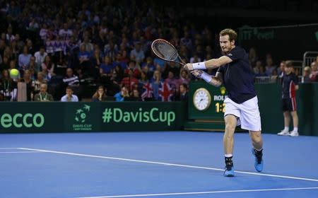 Tennis - Great Britain v Australia - Davis Cup Semi Final - Emirates Arena, Glasgow, Scotland - 20/9/15 Men's Singles - Great Britain's Andy Murray in action Action Images via Reuters / Jason Cairnduff Livepic