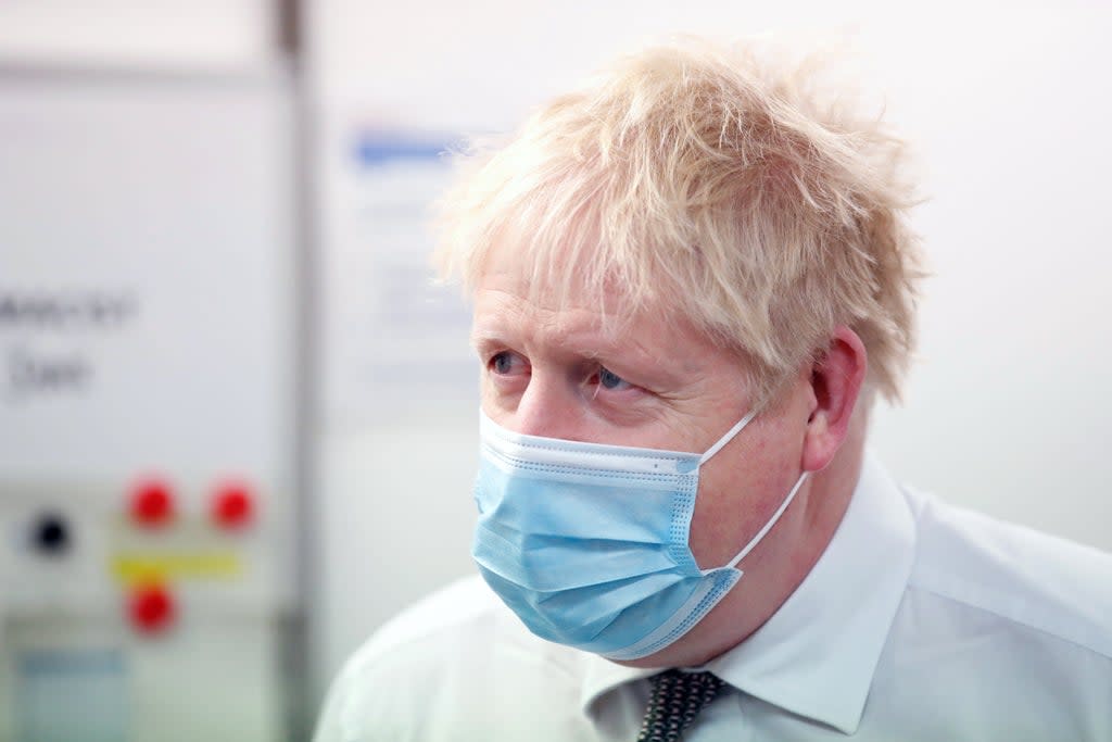 Prime Minister Boris Johnson during a visit to a vaccination centre in Northamptonshire. (Peter Cziborra/Reuters/Pool/PA) (PA Wire)