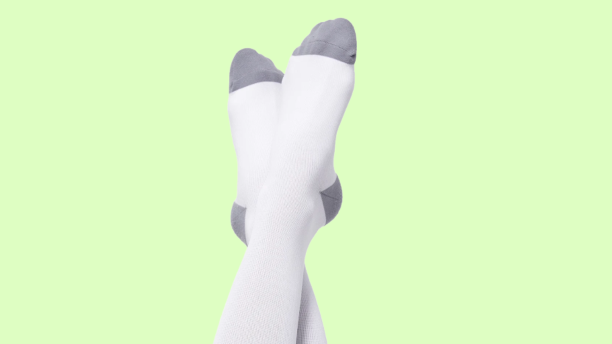 Compression socks can help anyone feel more comfortable during long flights.