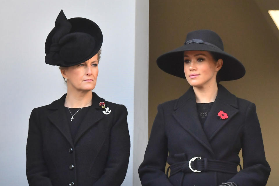 Meghan joined Sophie, Countess of Wessex, on another balcony [Image: Getty]