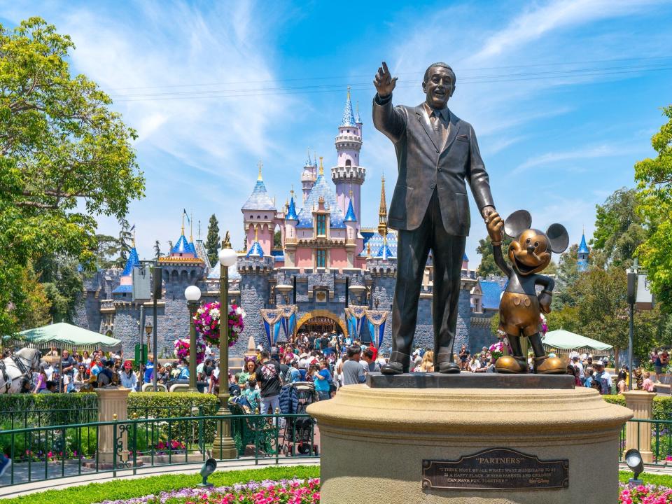 General views of the Walt Disney 'Partners' statue at Disneyland on May 27, 2022 in Anaheim, California.