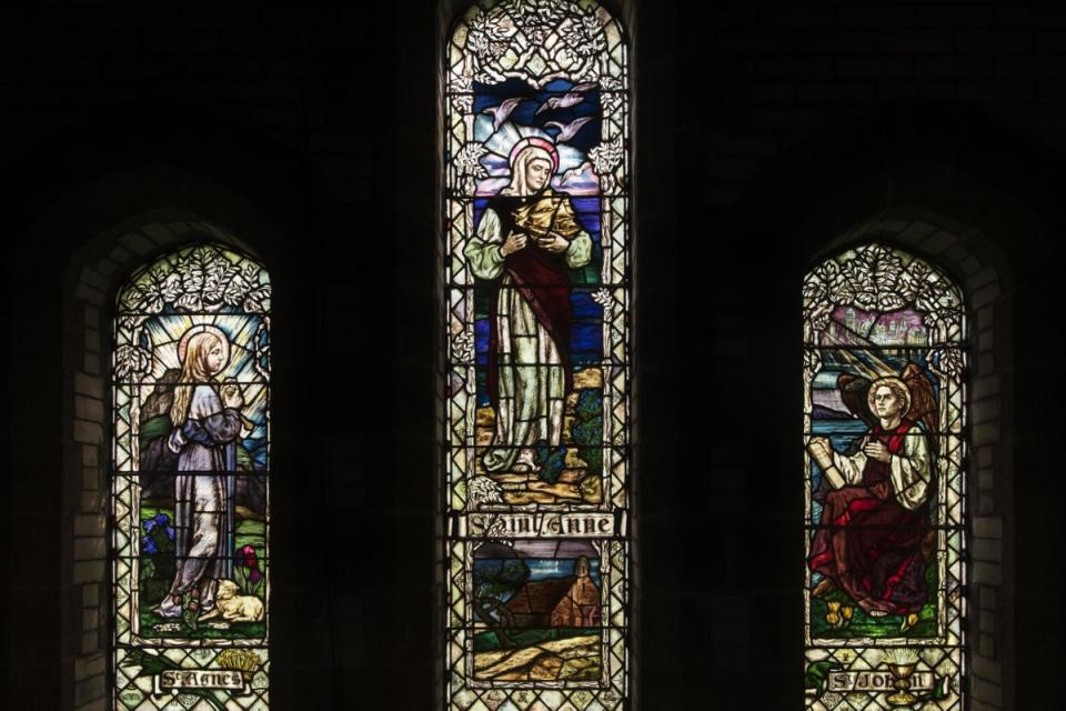 The Chapel of St Anne, Devon: The window was created in 1906 when Lowndes was at the height of her career, inspired by the Arts &amp; Crafts movement. (Historic England Archive)