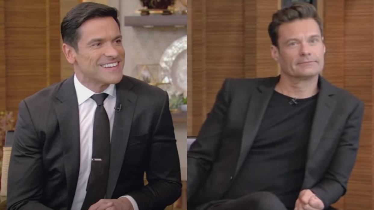  Mark Consuelos and Ryan Seacrest on Live with Kelly and Ryan. 