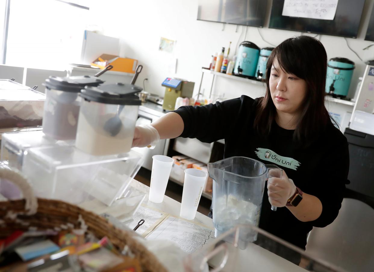 Co-owner Fanni Xie is shown April 27 at Uni Uni Bubble Tea Shop. Xie was able to open her shop with help from the Wisconsin Women's Business Initiative Corporation.