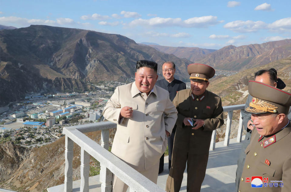 Kim Jong-un in North Korea overlooking at a military facility. Source: AFP