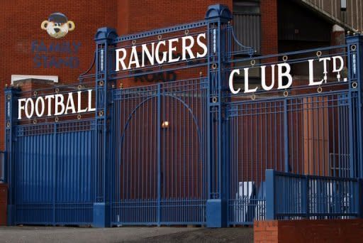 The entrance to Rangers Ibrox Stadium in Glasgow. Rangers will play in the Third Division next season following a vote of Scottish Football League (SFL) clubs on Friday in a move that could have enormous consequences for the entire future of Scottish football