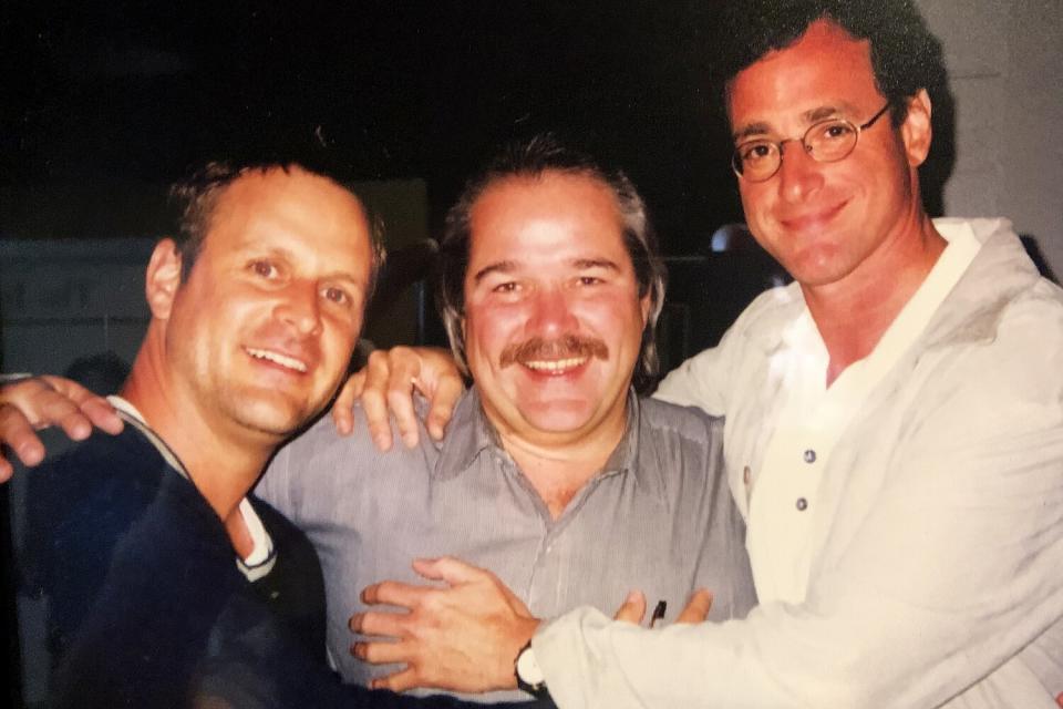 "Full House" star Dave Coulier with Comedy Store manager Mark Ridley and Bob Saget