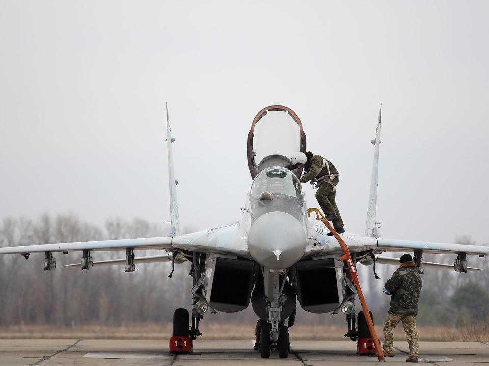 Ukraine pilot MiG-29 fighter jet