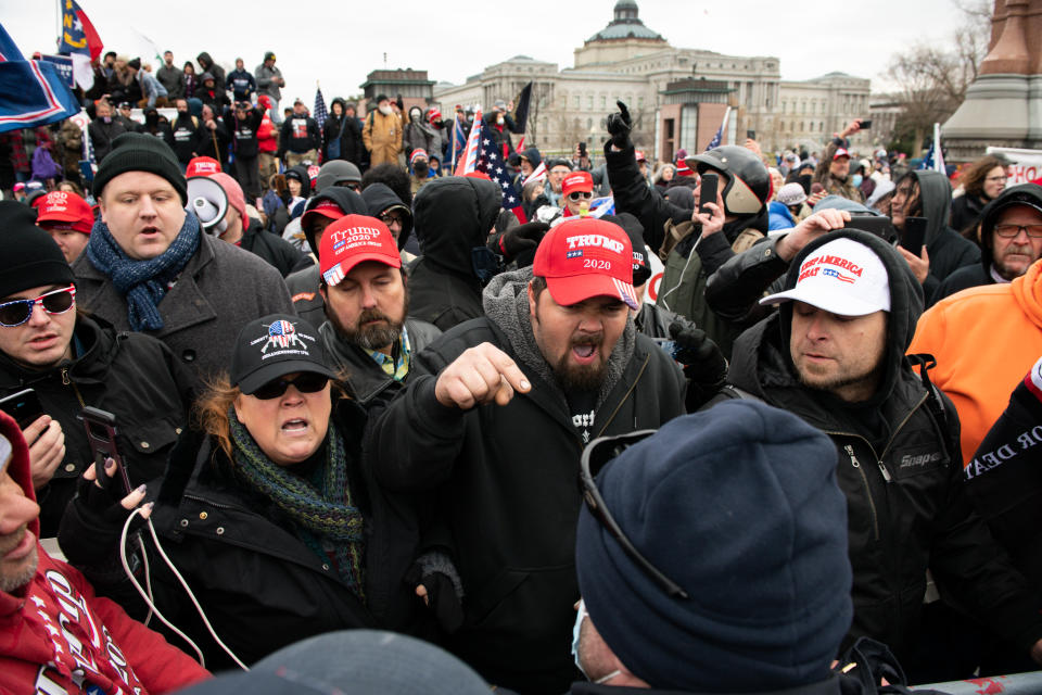 U.S. Capitol police officers and demonstrators.