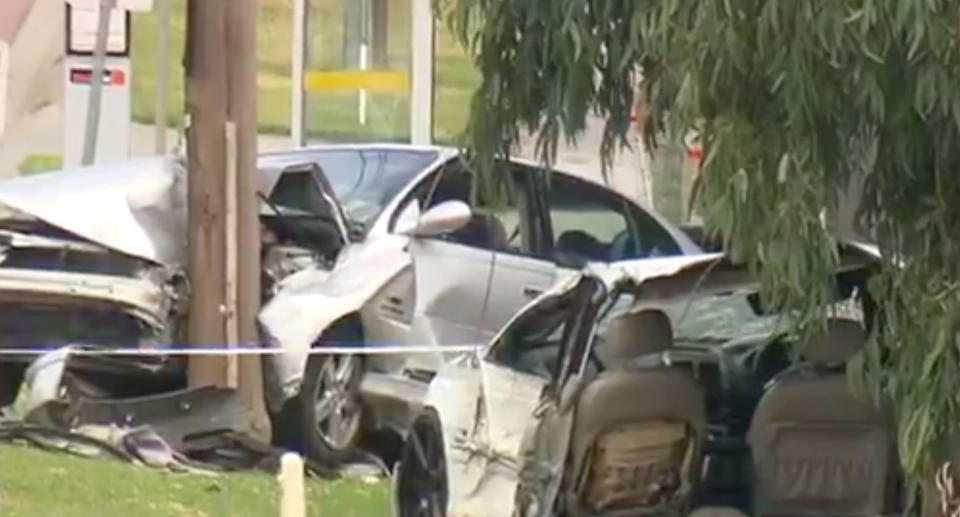 Two of the cars following the crash at Rowville. Source: 7 News