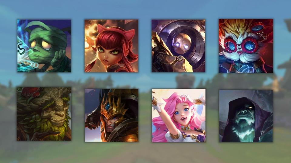 Eight champions get buffs, including Amumu, Annie, Blitzcrank, Heimerdinger, Ivern, Jarvan IV, Seraphine, and Yorick. (Photos: Riot Games)