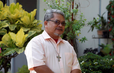 Bishop Edwin de la Pena speaks during an interview with Reuters in Iligan City in southern Philippines May 27, 2017. Picture taken May 27, 2017.REUTERS/Erik De Castro