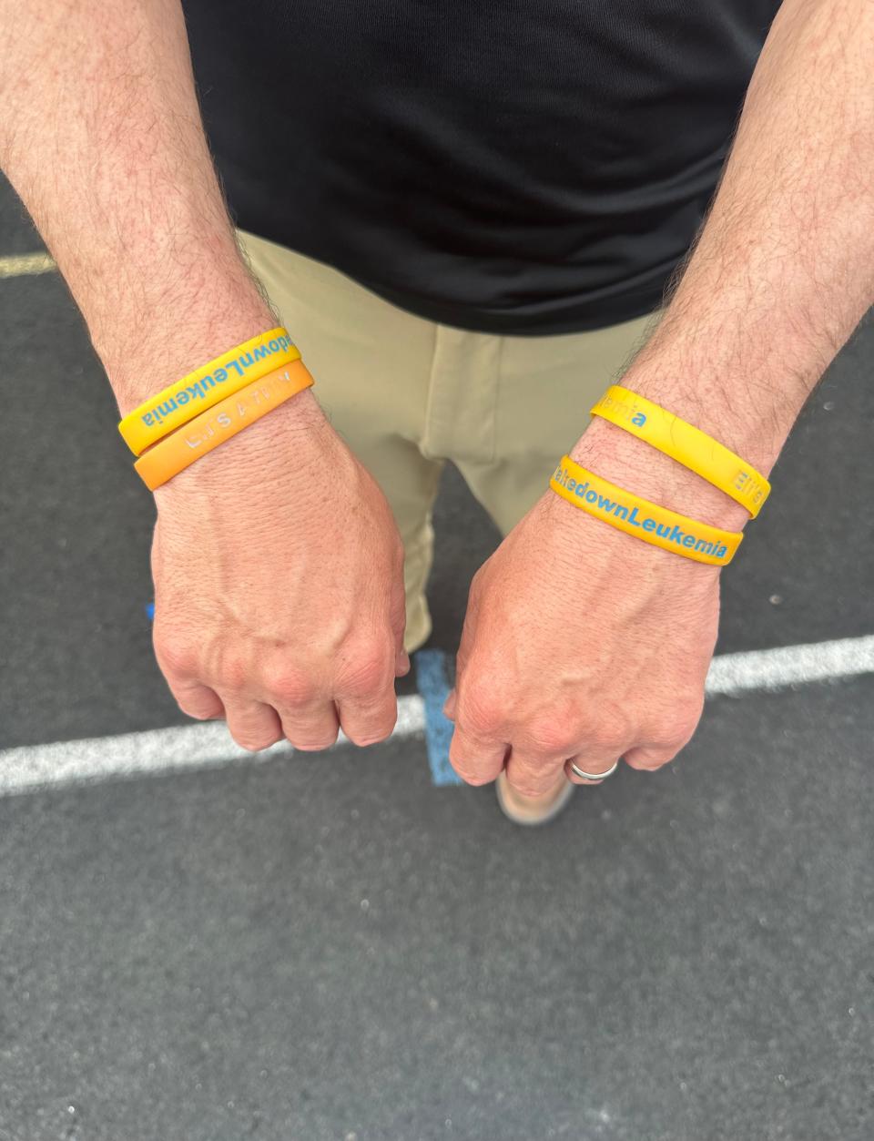 Boonville track coach Jason Mayes’ ‘Eli’s Army’ bracelets. Mayes is also the father of Pioneers senior Eli Mayes.