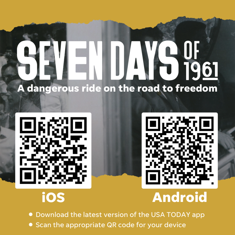 QR codes to access the augmented reality story "Seven Days of 1961: A dangerous ride on the road to freedom"