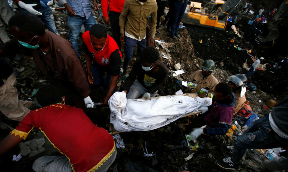 Garbage dump landslide in Ethiopia