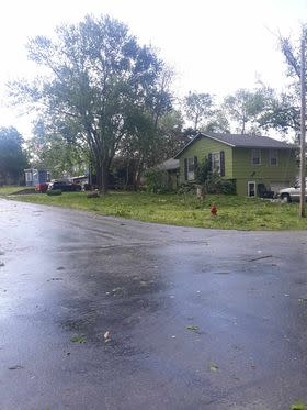 Photo shows damage in Westmoreland following tornado. Photo courtesy of Ashley Fielder.