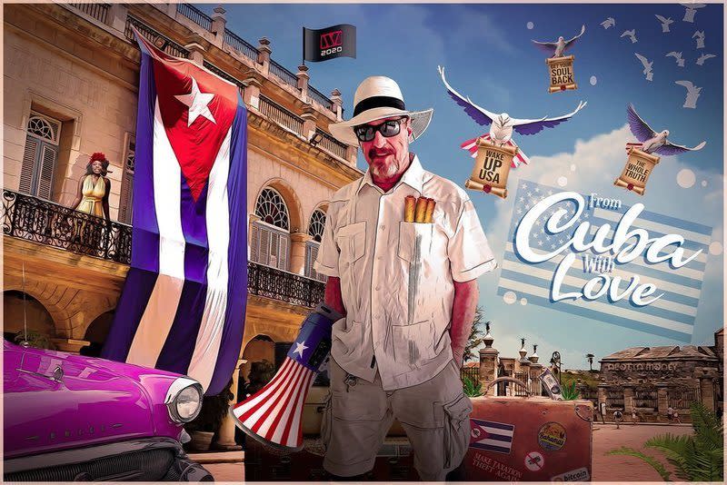 Bitcoin millionaire John McAfee, who's running for U.S. president in the 2020 election, has designated Havana, Cuba as his campaign headquarters. | Source: John McAfee/Twitter