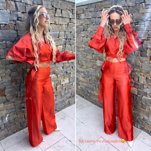 Brittany Matthews Rocks Red Two-Piece to Support Husband Patrick