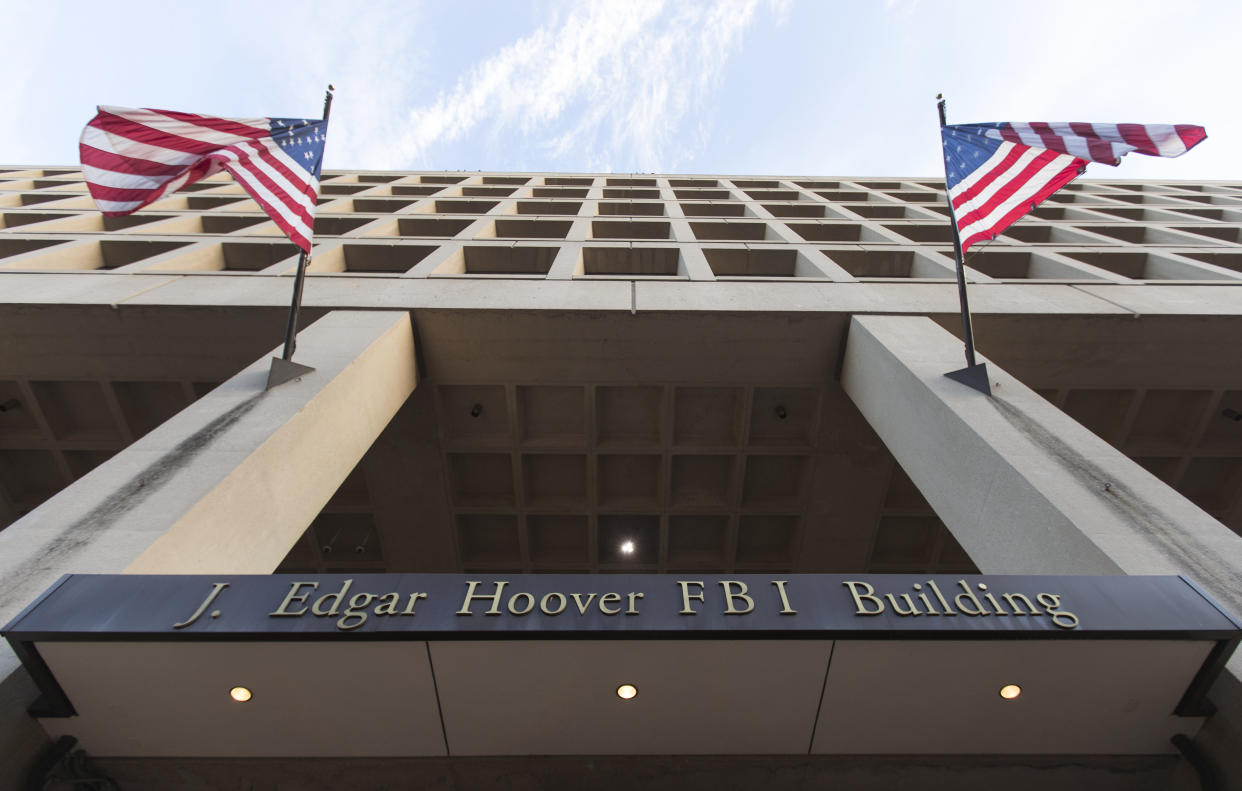 The Pennsylvania Avenue entrance of the FBI's J. Edgar Hoover building. (AP/Carolyn Kaster)